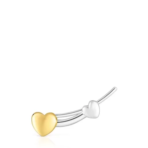 Clearance Two-tone heart Climber earring My Other Half Silver Earrings