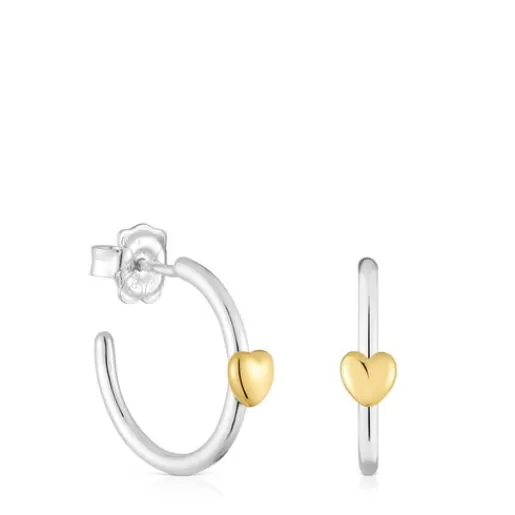 Sale Two-tone heart Hoop earrings My Other Half Silver Earrings | Hoop Earrings