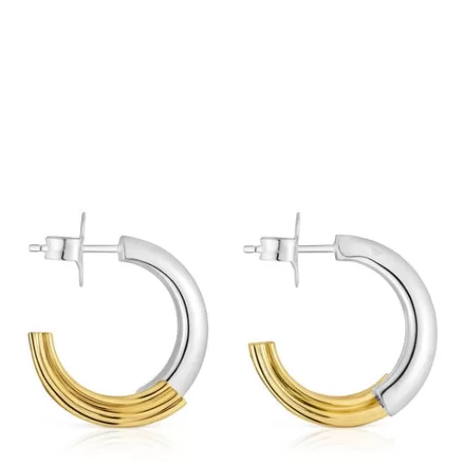 New Two-tone Hoop earrings with bear motif 1950 Silver Earrings | Hoop Earrings