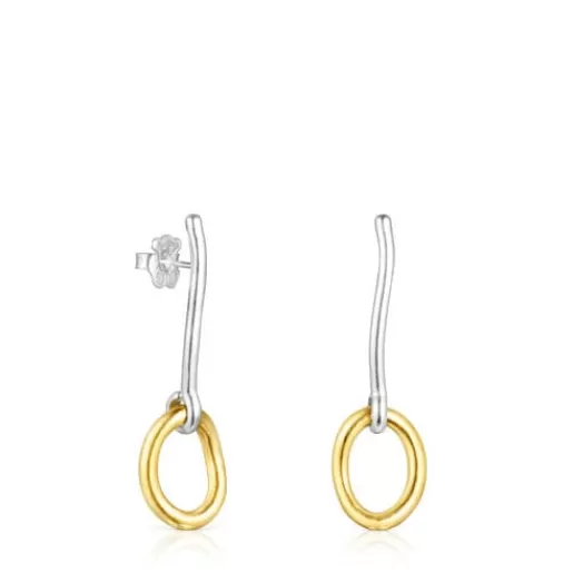 Store Two-tone silver vermeil Hav Earrings with ring Silver Earrings | Large Earrings