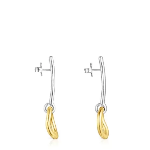 Store Two-tone silver vermeil Hav Earrings with ring Silver Earrings | Large Earrings