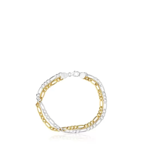 Outlet Two-tone Basics Bracelet with curb chain Silver Bracelets | Chain Bracelets