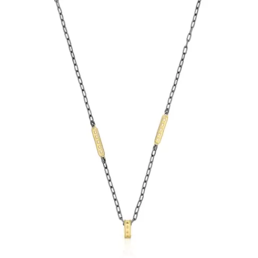 Cheap Two-tone Bear Row necklace with plates Silver Necklaces | Short Necklaces