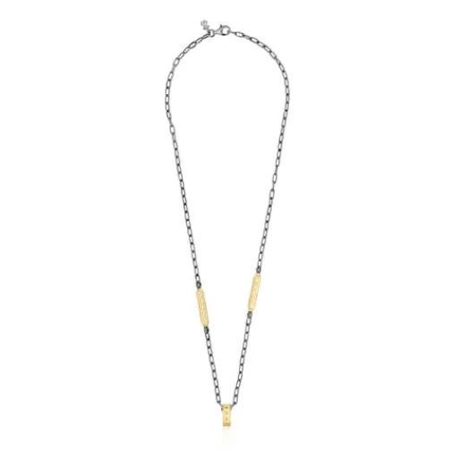 Cheap Two-tone Bear Row necklace with plates Silver Necklaces | Short Necklaces