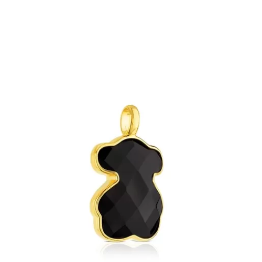 Discount Vermeil Silver Bear Pendant with Onyx Silver Pendants | Small Pendants