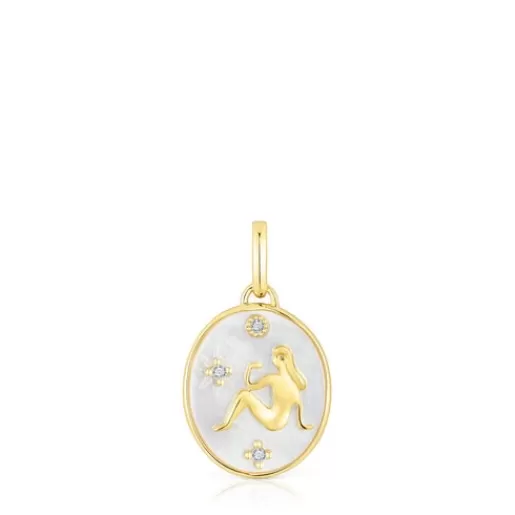 Hot Virgo Pendant in silver vermeil with mother-of-pearl and topazes Horoscope Silver Pendants | Small Pendants