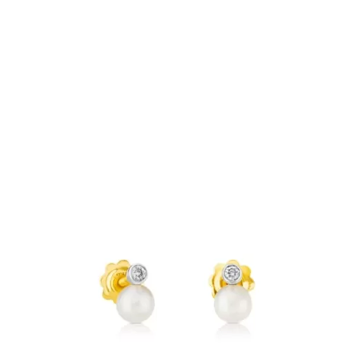 Discount White Basics Earrings with diamonds and cultured pearls Small Earrings | Pearl Earrings