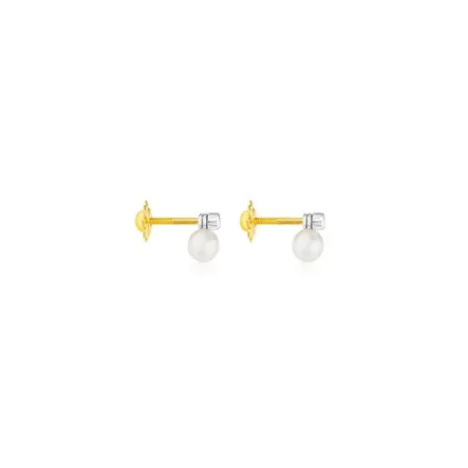 Discount White Basics Earrings with diamonds and cultured pearls Small Earrings | Pearl Earrings