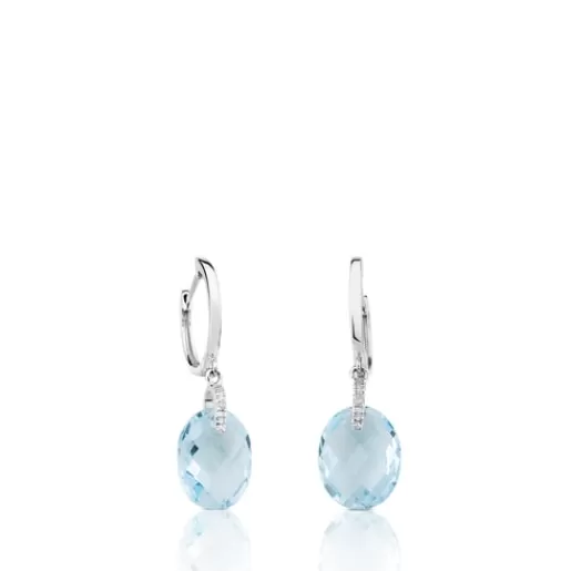 Discount White gold Color Kings Earrings with Diamonds and Topaz Small Earrings