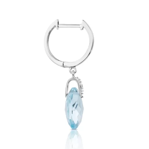 Discount White gold Color Kings Earrings with Diamonds and Topaz Small Earrings