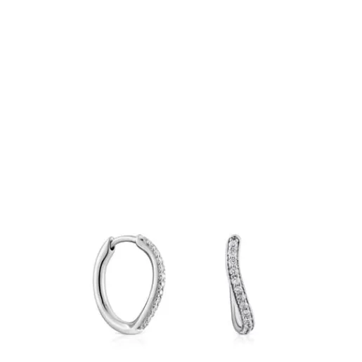 Clearance White gold hoop earrings with diamonds New Hav Hoop Earrings