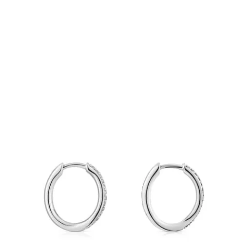 Clearance White gold hoop earrings with diamonds New Hav Hoop Earrings