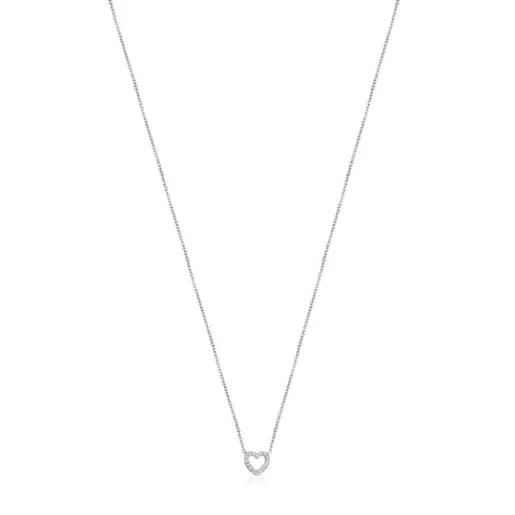 Outlet White Gold Les Classiques heart Necklace with Diamonds Gold Necklaces | Short Necklaces