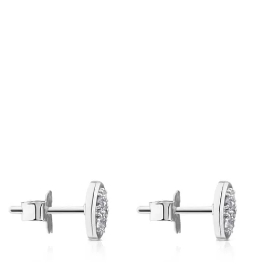 Cheap White Gold Super Micro Earrings with Diamonds Small Earrings