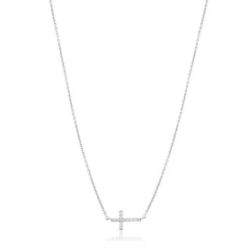 Flash Sale White gold Cruz Necklace with Diamonds Gold Necklaces | Short Necklaces