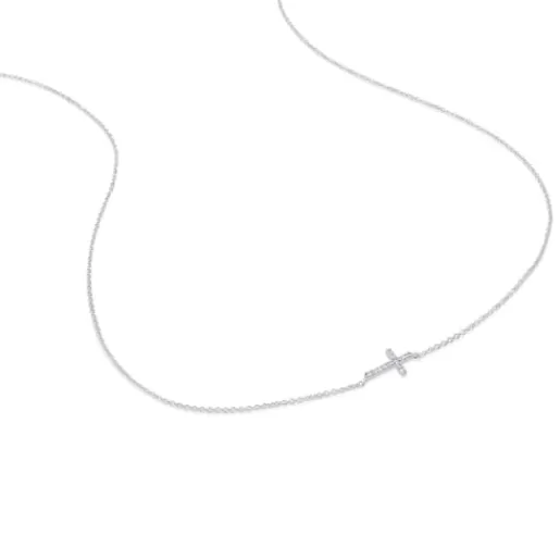 Flash Sale White gold Cruz Necklace with Diamonds Gold Necklaces | Short Necklaces