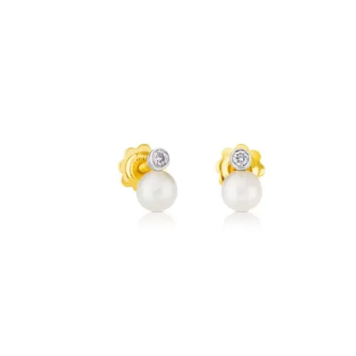 Fashion White Gold Diamonds Earrings with pearls Gold Earrings | Pearl Earrings