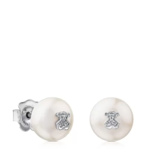 Best White Gold Puppies Earrings with Diamonds and Pearls Small Earrings | Pearl Earrings