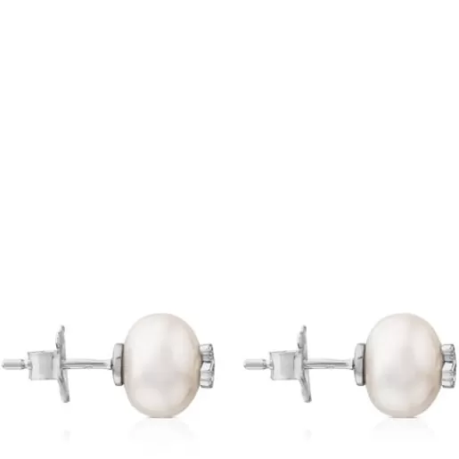 Best White Gold Puppies Earrings with Diamonds and Pearls Small Earrings | Pearl Earrings