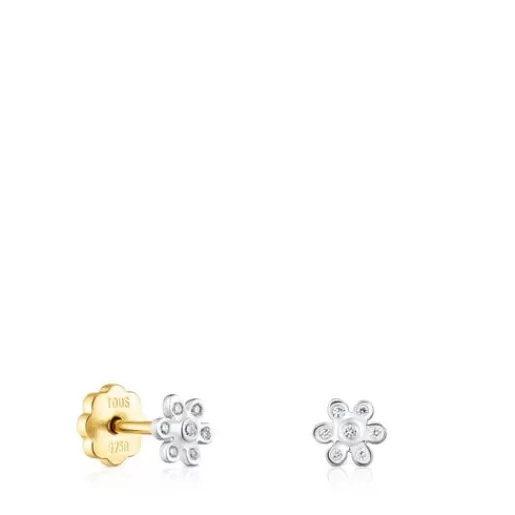 Best Sale White gold Puppies earrings with diamonds flower motif Gold Earrings | Small Earrings