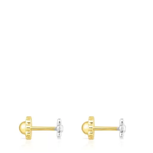 Best Sale White gold Puppies earrings with diamonds flower motif Gold Earrings | Small Earrings