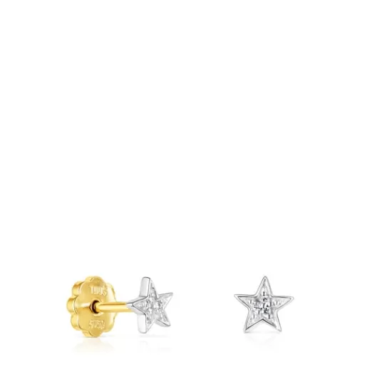 Clearance White Gold Puppies Earrings with Diamonds Star motifs Small Earrings