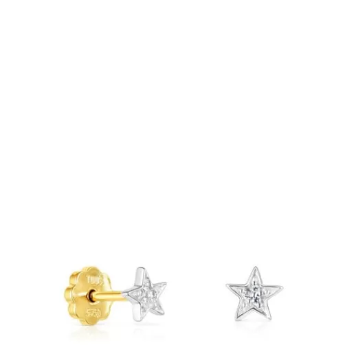 Outlet White Gold Puppies Earrings with Diamonds Star motifs Small Earrings