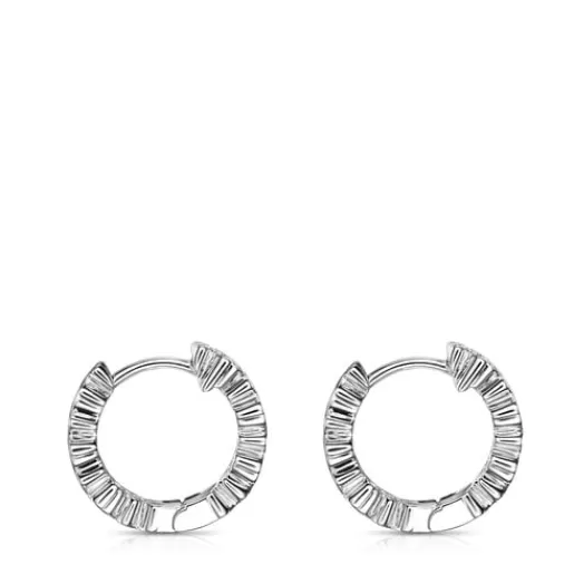 Discount White Gold Puppies hoop Earrings with Diamonds 0.11ct Hoop Earrings