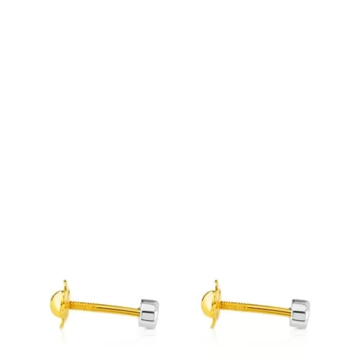 Hot Yellow and White Gold Diamonds Earrings Kids Gold Earrings | Small Earrings