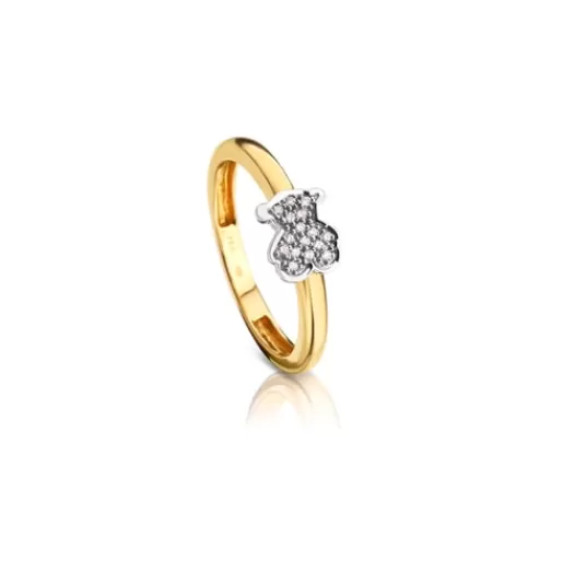 Fashion Yellow and White Gold Gen Ring with Diamond 0,06ct Bear motif 分类为空 | Solitaire Rings
