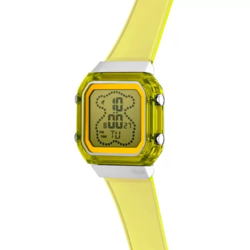 New Yellow polycarbonate and steel digital Watch D-BEAR Fresh For Her | For Man